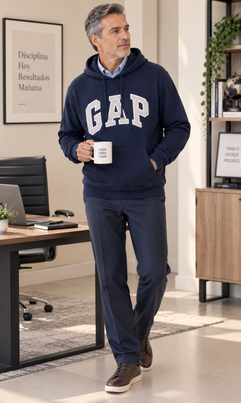 Sudadera GAP para Hombre Azul Marino con Capucha y Bolsillo Frontal