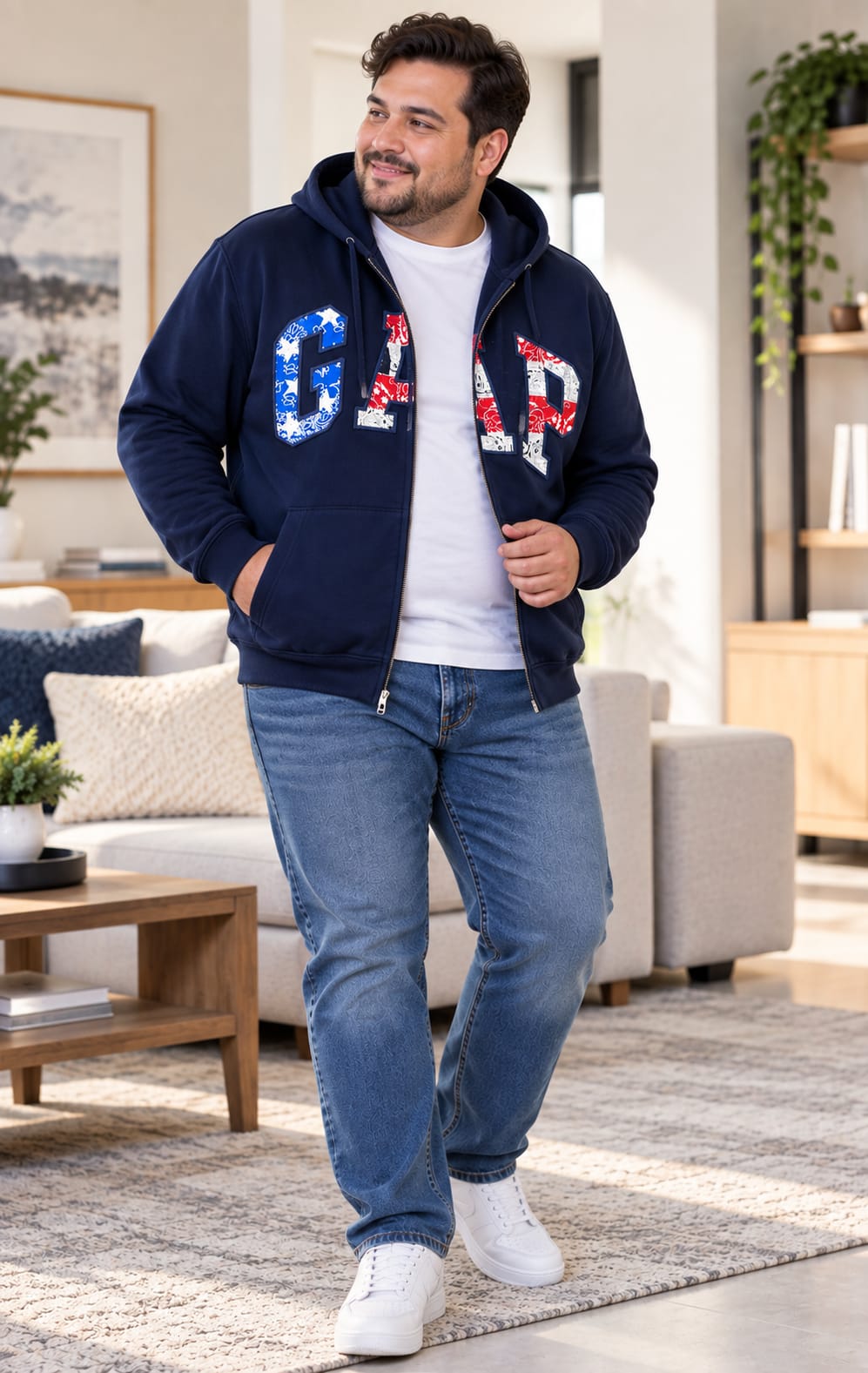 Sudadera GAP para Hombre Azul Marino con Capucha y Cierre