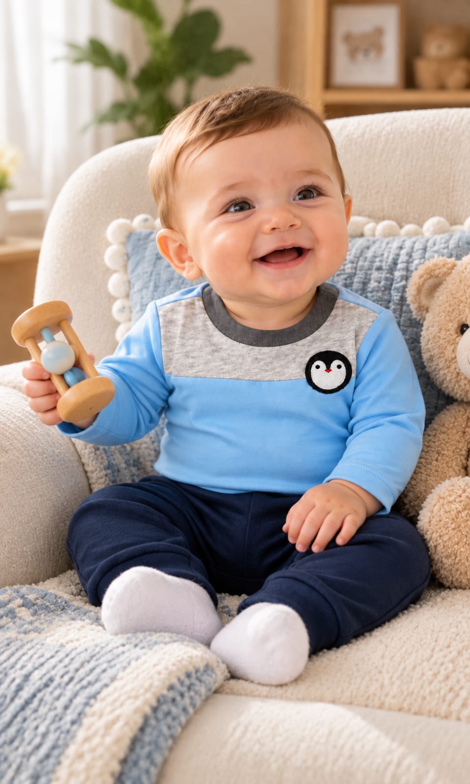 Playera First Impressions para bebé 6-9 meses color azul claro