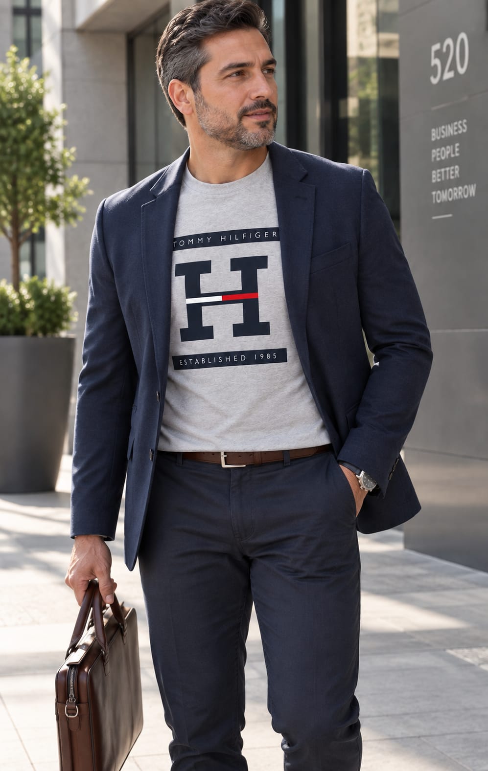 Playera para Hombre Gris Cuello Redondo Manga Corta Tommy Hilfiger
