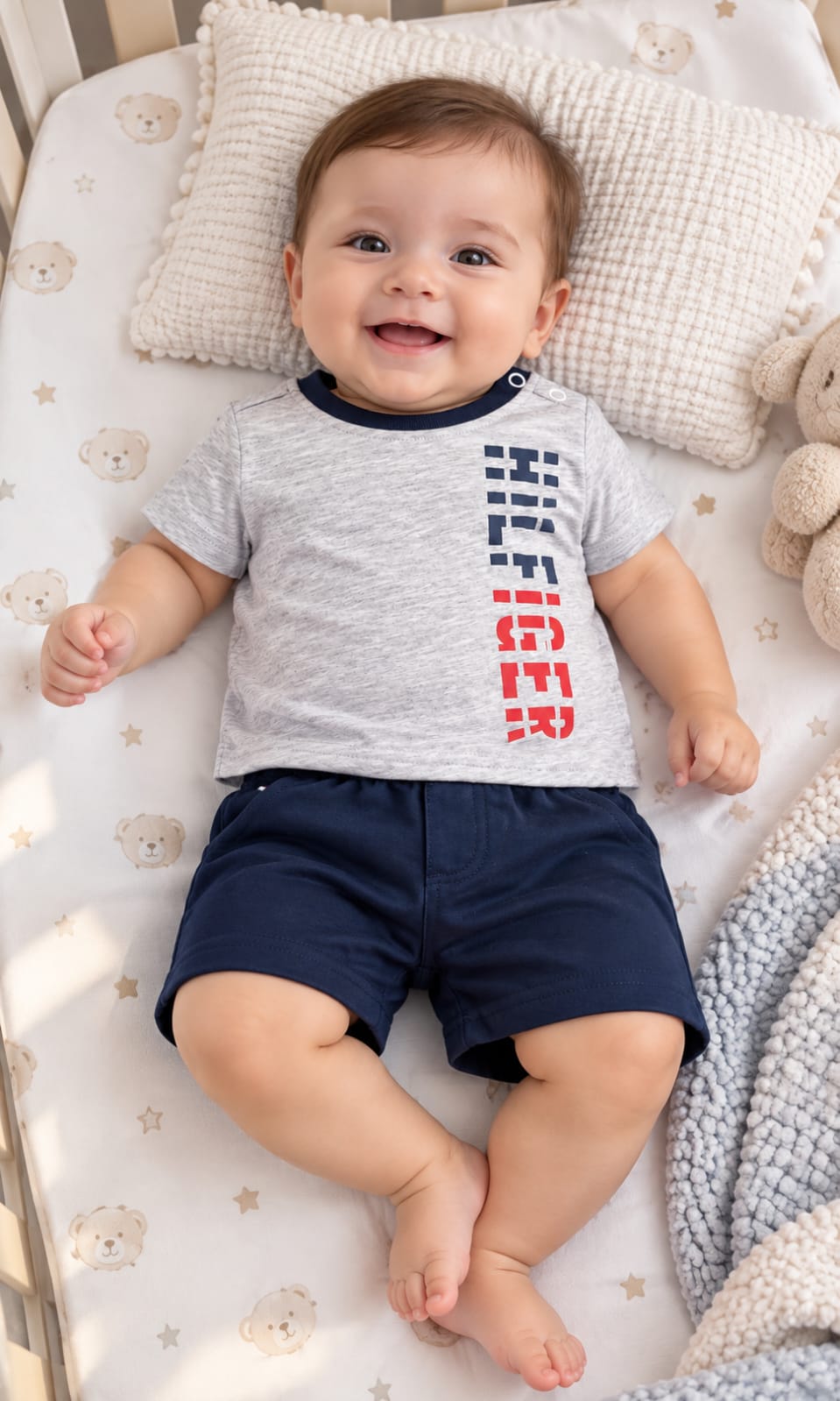 Conjunto Tommy Hilfiger para Bebé  Gris y Azul Marino