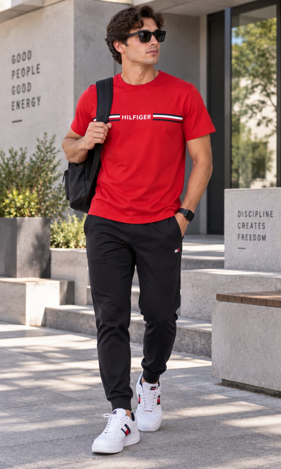 Playera para Hombre Roja de Cuello Redondo Tommy Hilfiger
