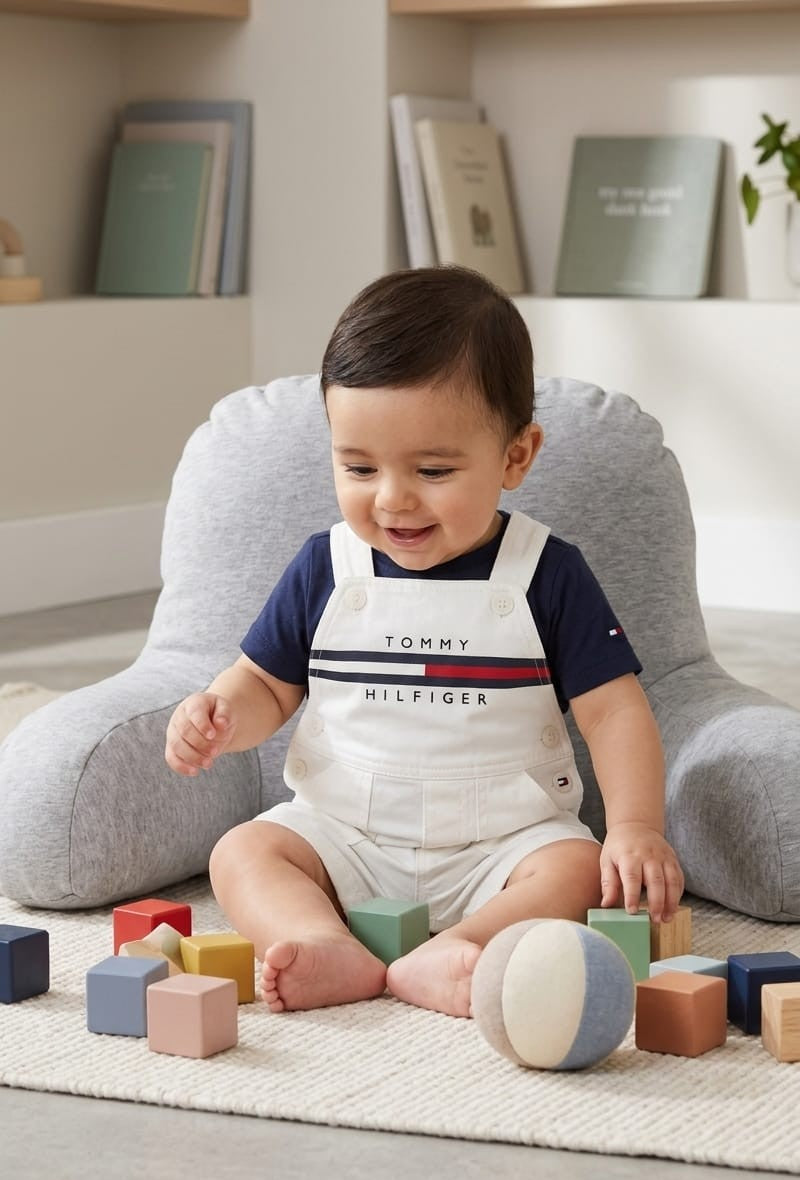 Conjunto Tommy Hilfiger para Niño 3 a 6 Meses Playera y Overol