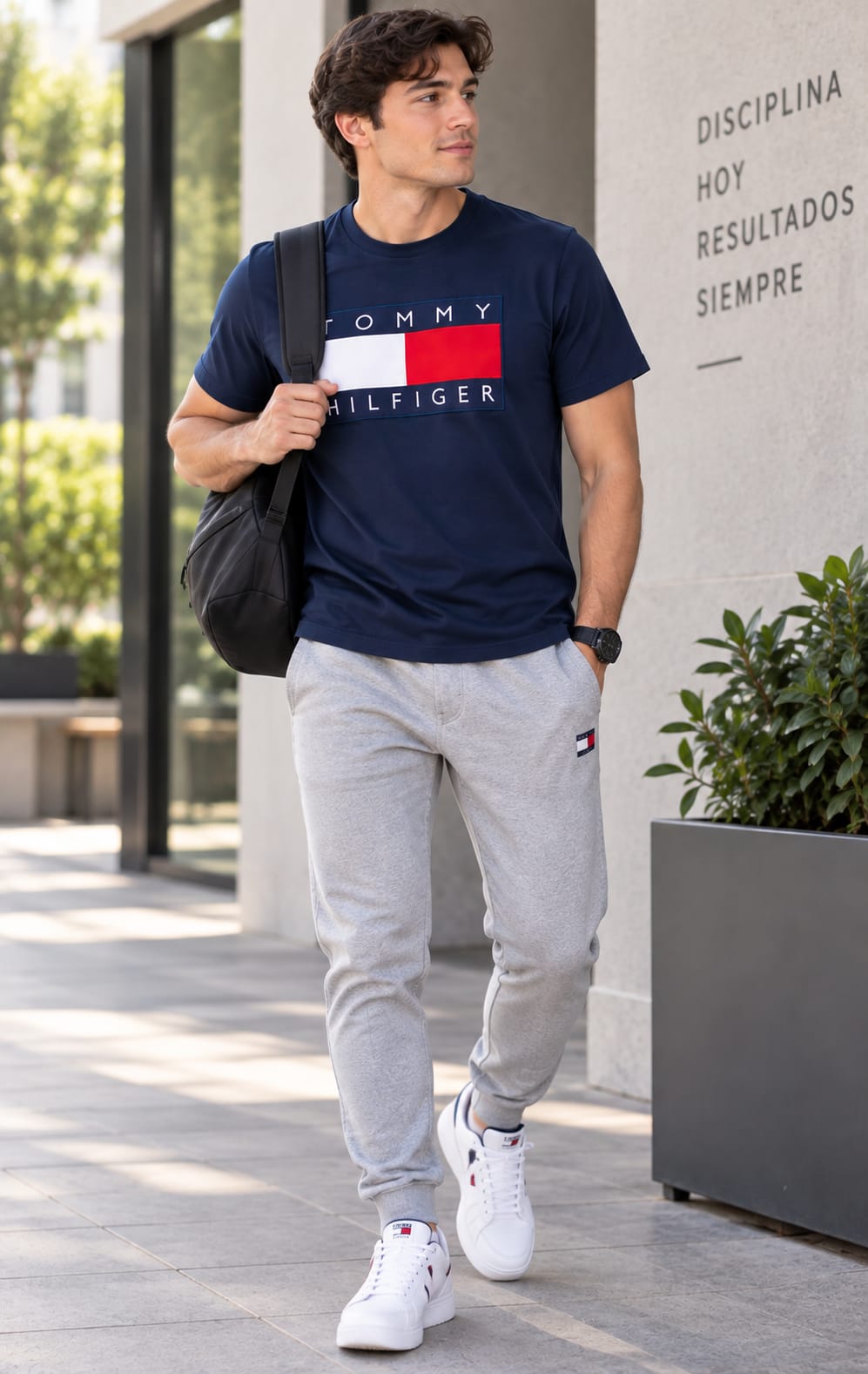 Playera para Hombre Azul Marino Cuello Redondo Manga Corta Tommy Hilfiger