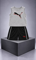 Conjunto para bebé de 12 meses con camiseta sin mangas y short gris y negro