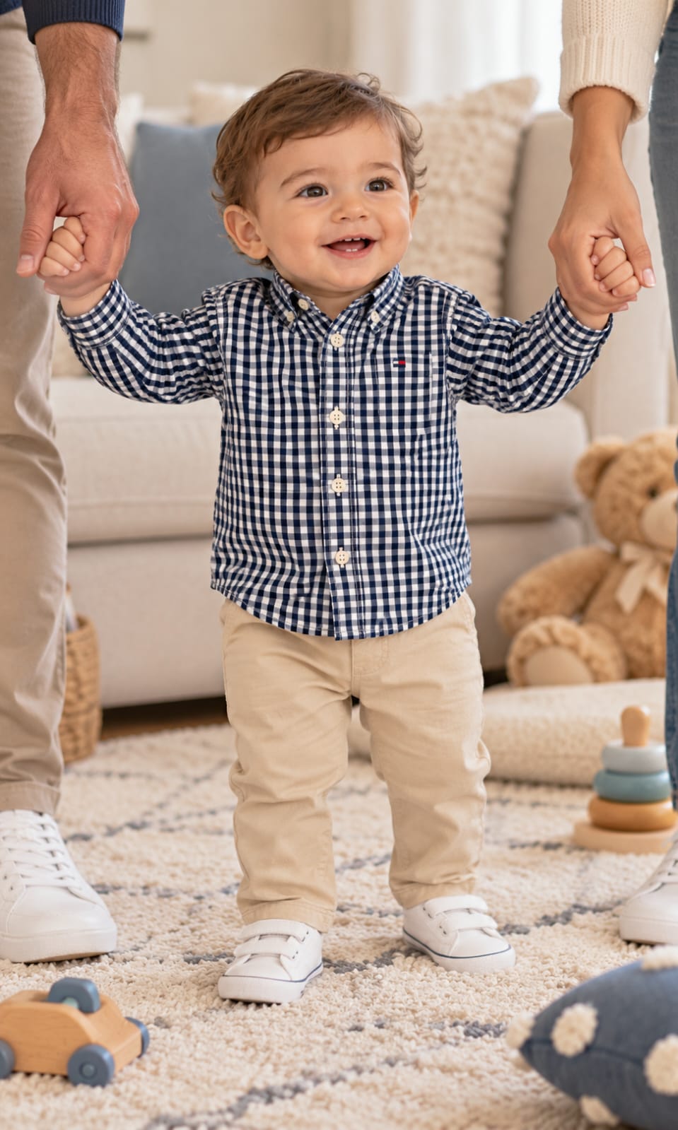 Camisa de manga larga para bebé de 12 meses en negro y blanco – Tommy Hilfiger