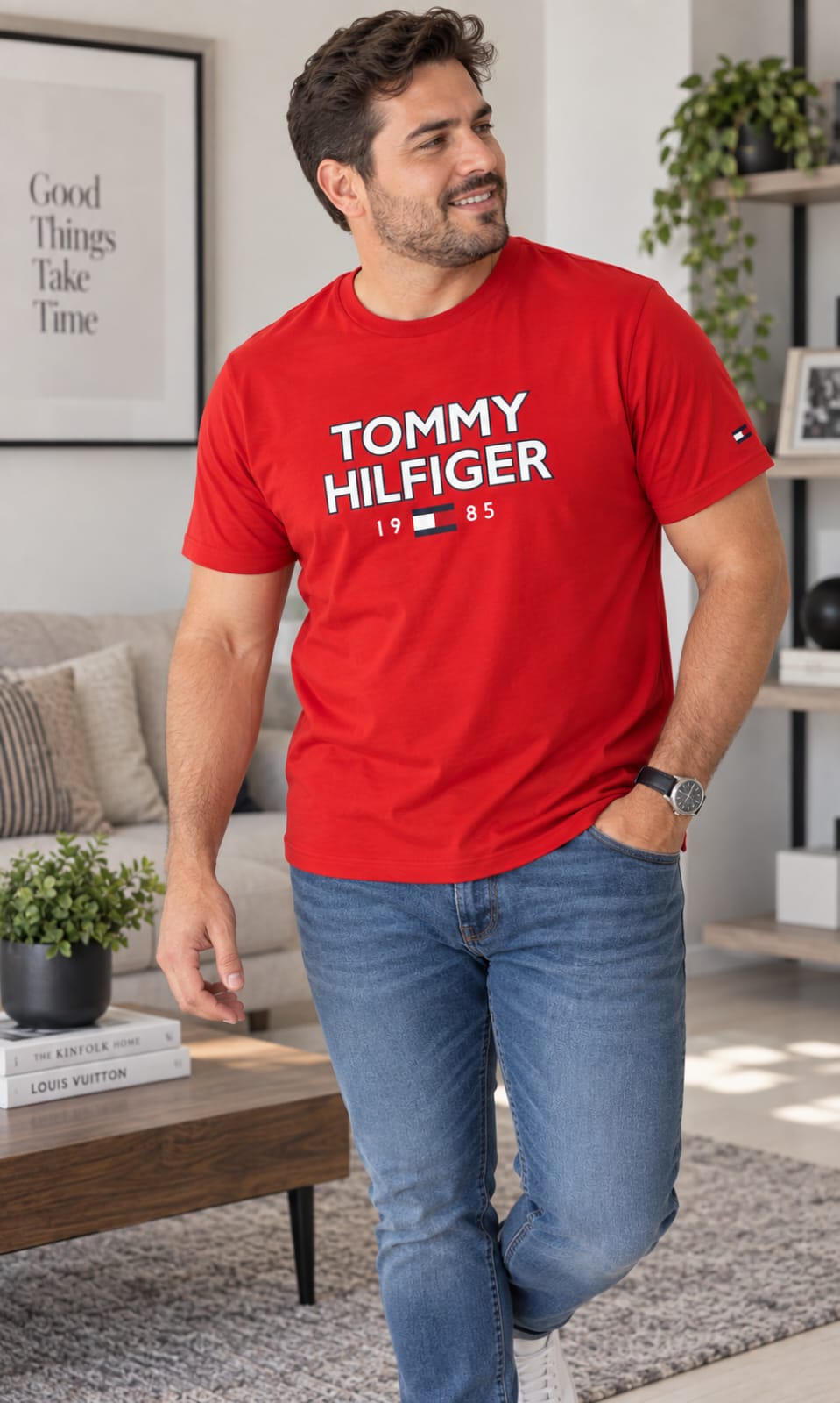 Playera para Hombre Roja Cuello Redondo Tommy Hilfiger