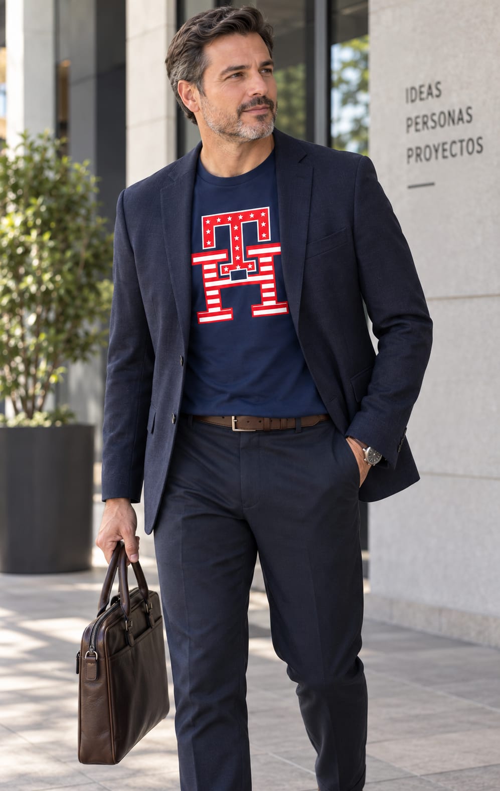 Playera para Hombre Azul Marino Cuello Redondo Tommy Hilfiger