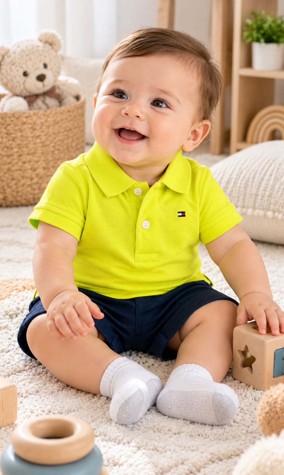 Playera Tommy Hilfiger para bebé 3-6 meses color amarillo neón