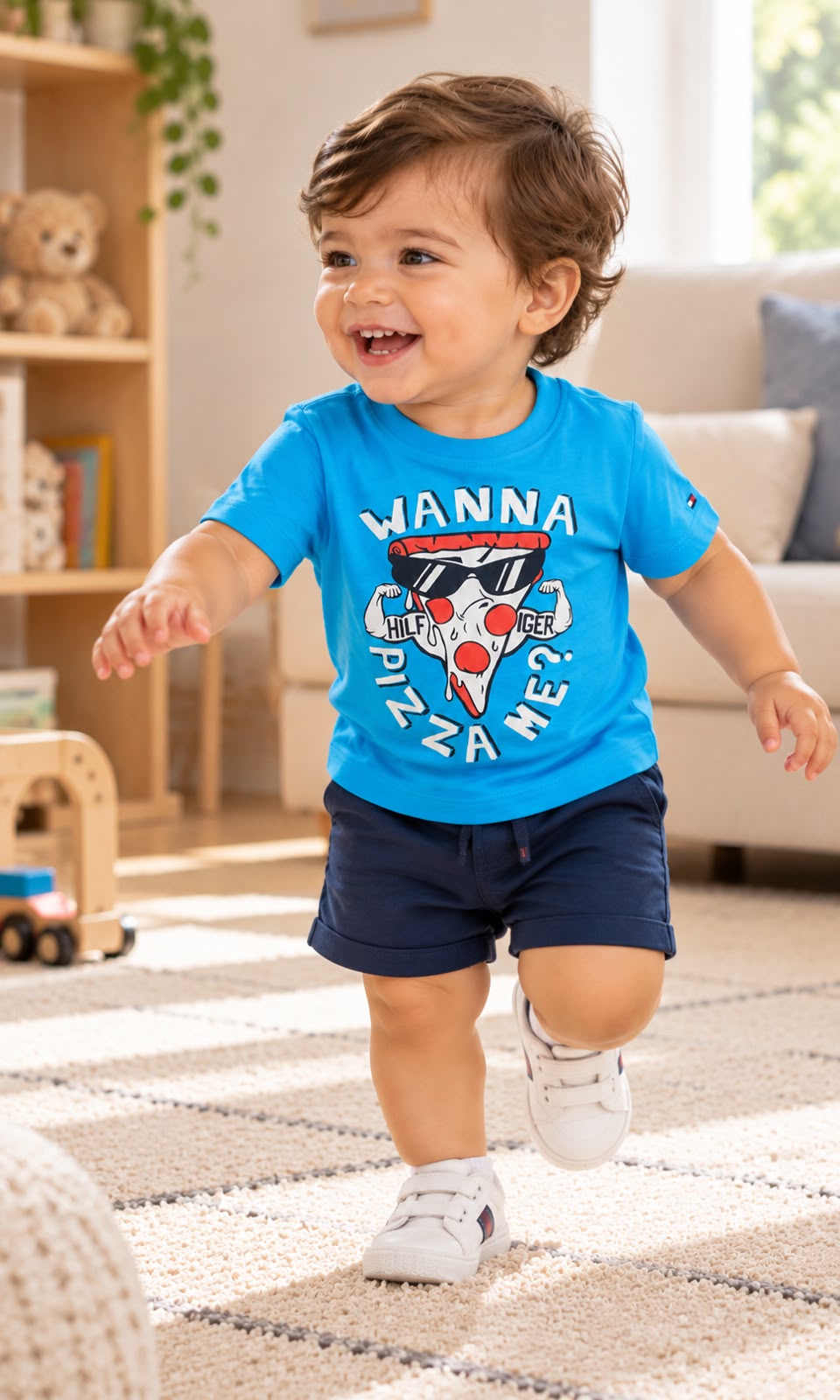 Playera Tommy Hilfiger para Bebé Talla 18 Meses Color Celeste