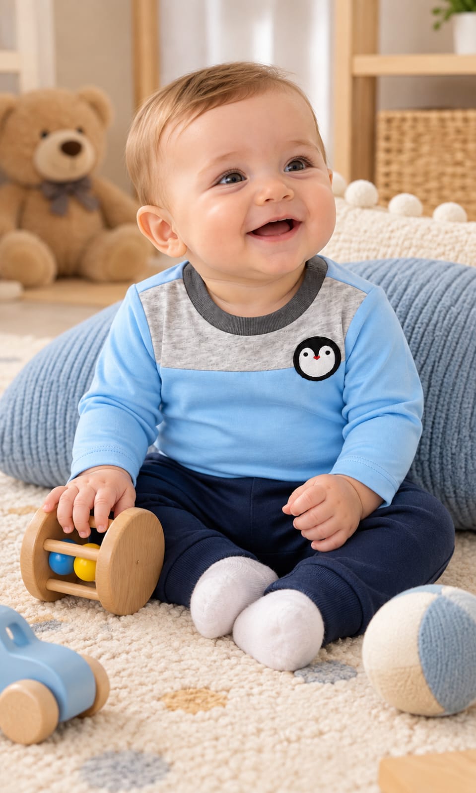 Playera First Impressions para bebé 6-9 meses color azul claro