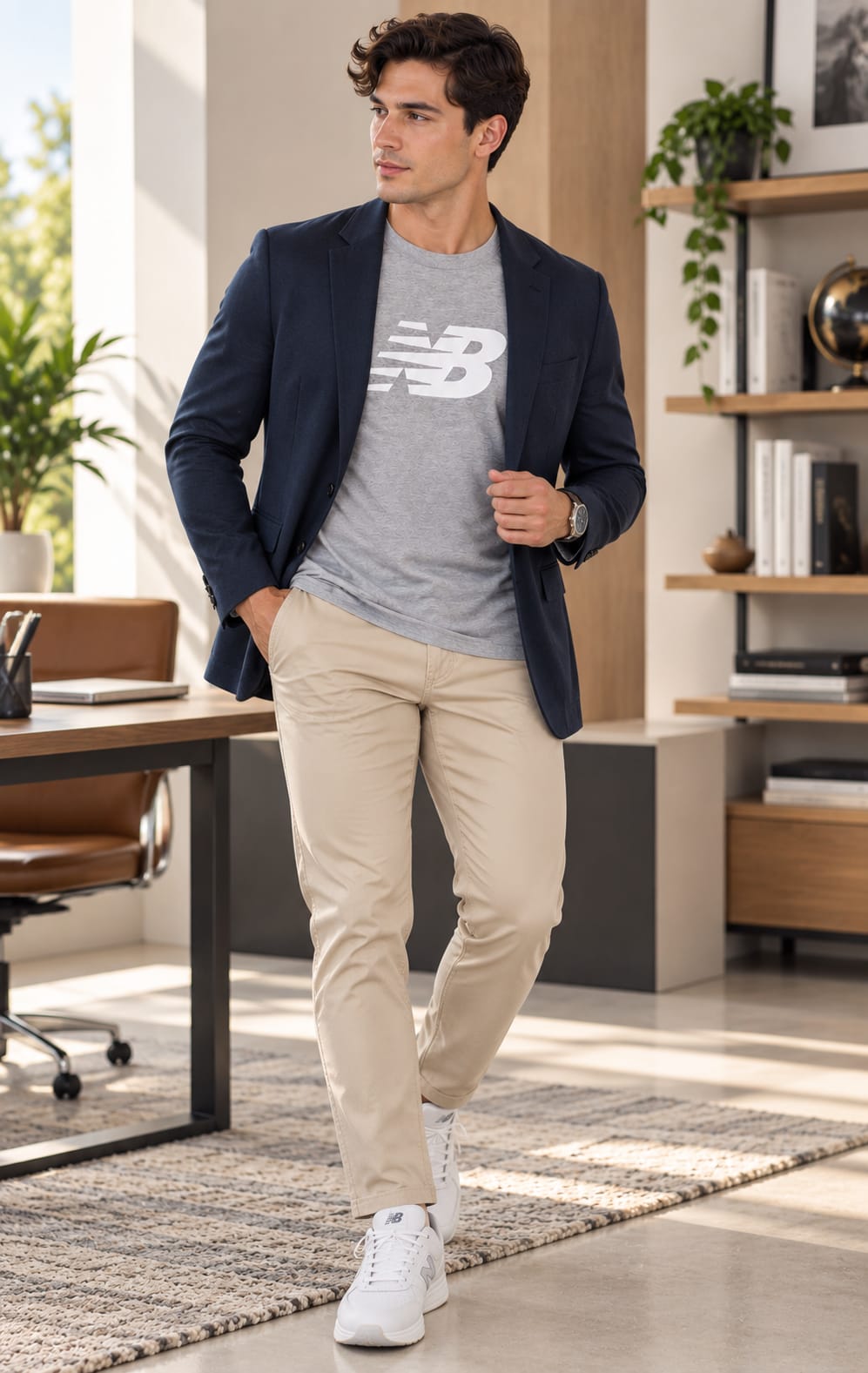 Playera New Balance para Hombre Gris de Manga Corta