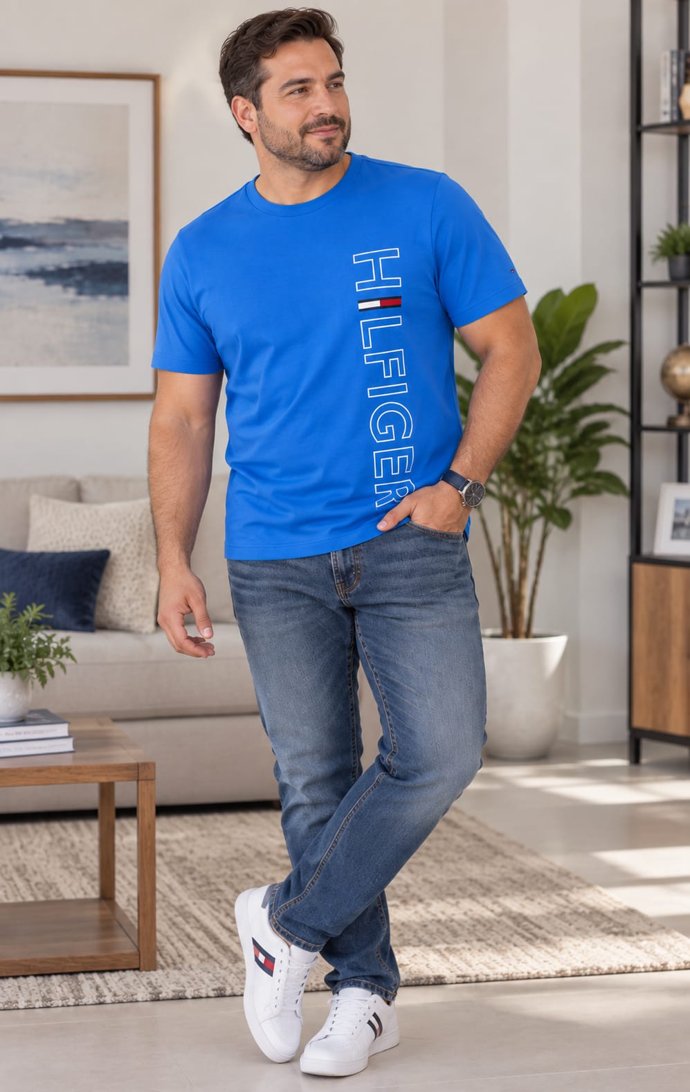 Playera para Hombre Azul Cuello Redondo Tommy Hilfiger