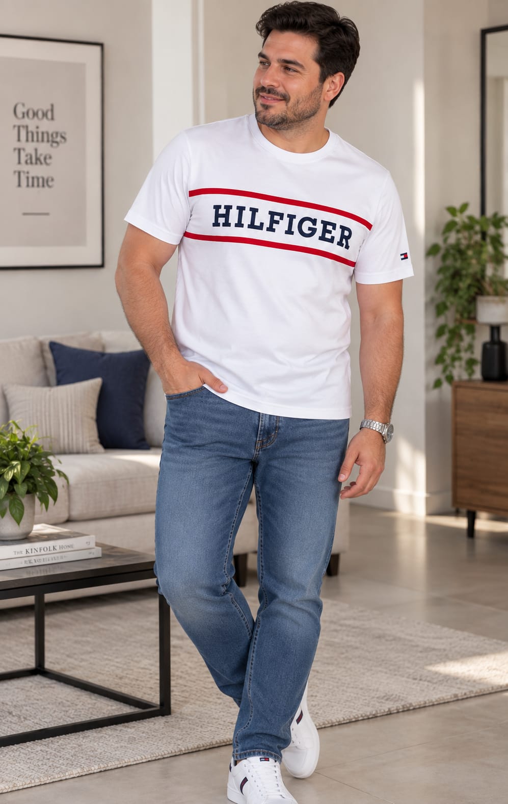 Playera para Hombre Blanca Cuello Redondo Manga Corta Tommy Hilfiger