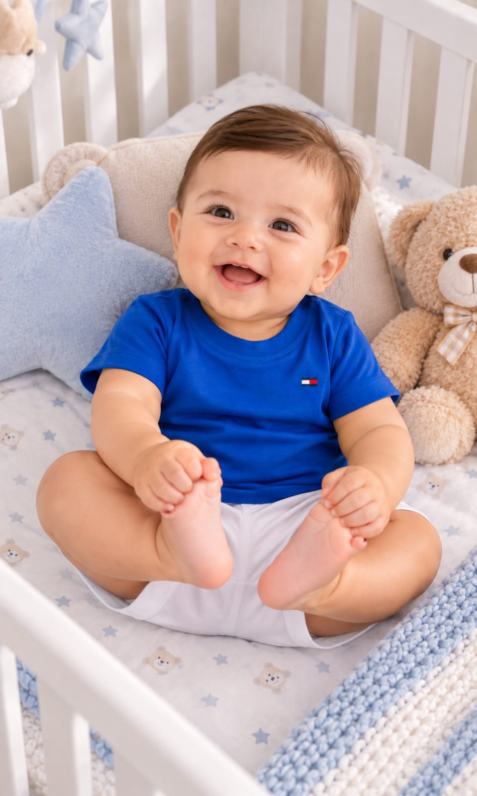 Playera Tommy Hilfiger de Manga Corta para Bebé 3 a 6 Meses Azul