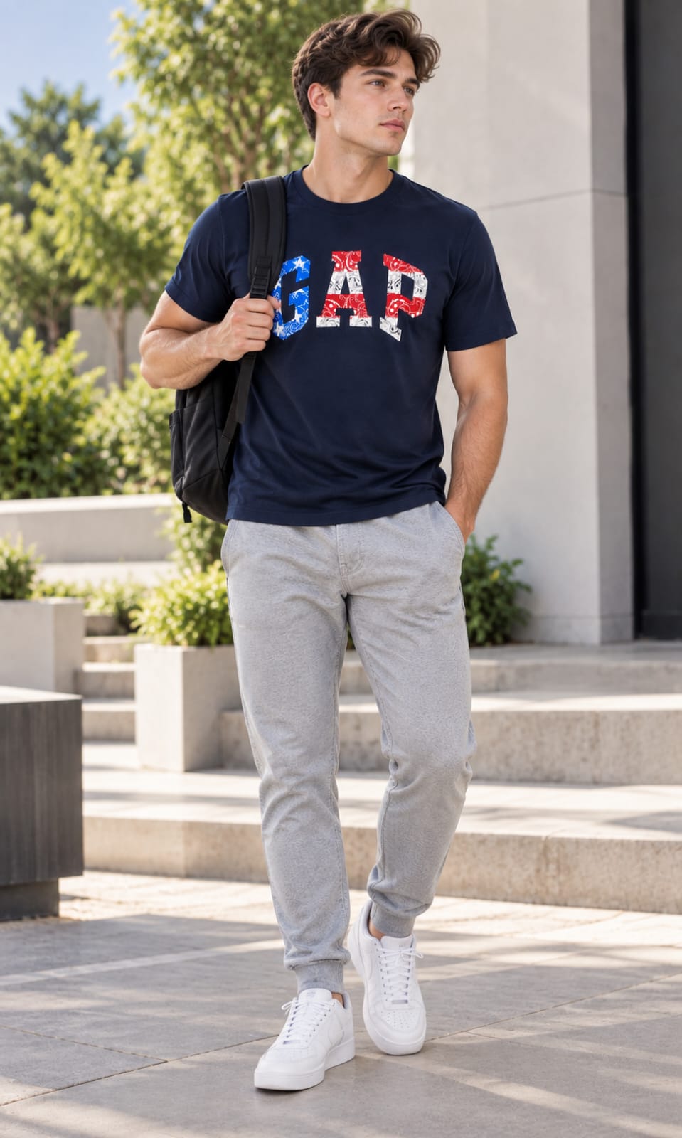 Playera GAP para Hombre Aul Marino con Logo Estampado