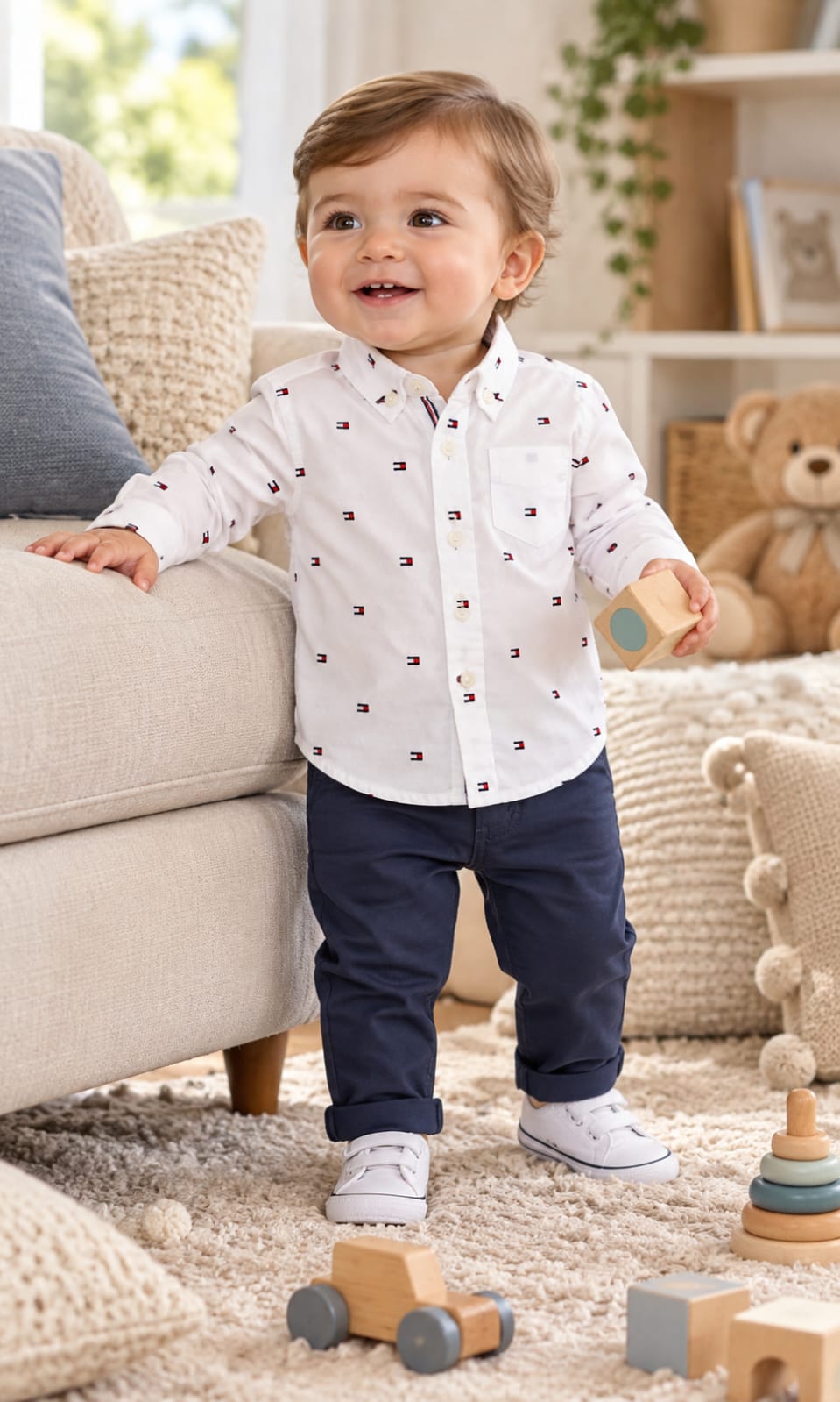 Camisa de manga larga para bebé de 12 meses en blanco – Tommy Hilfiger