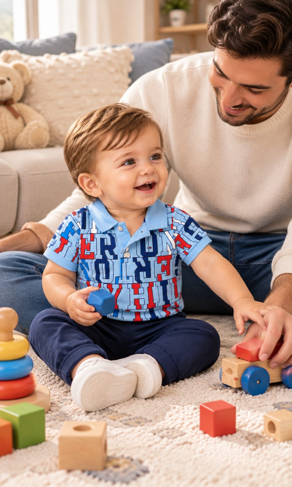 Playera de manga corta para bebé de 12 meses en azul claro – Tommy Hilfiger