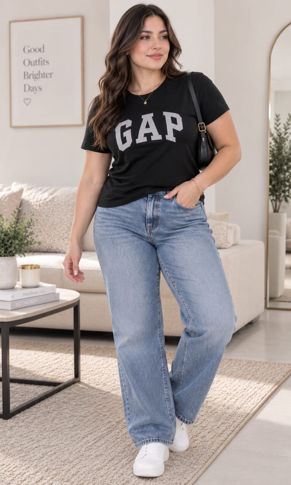 Blusa GAP Para Dama Negra Manga Corta Cuello Redondo