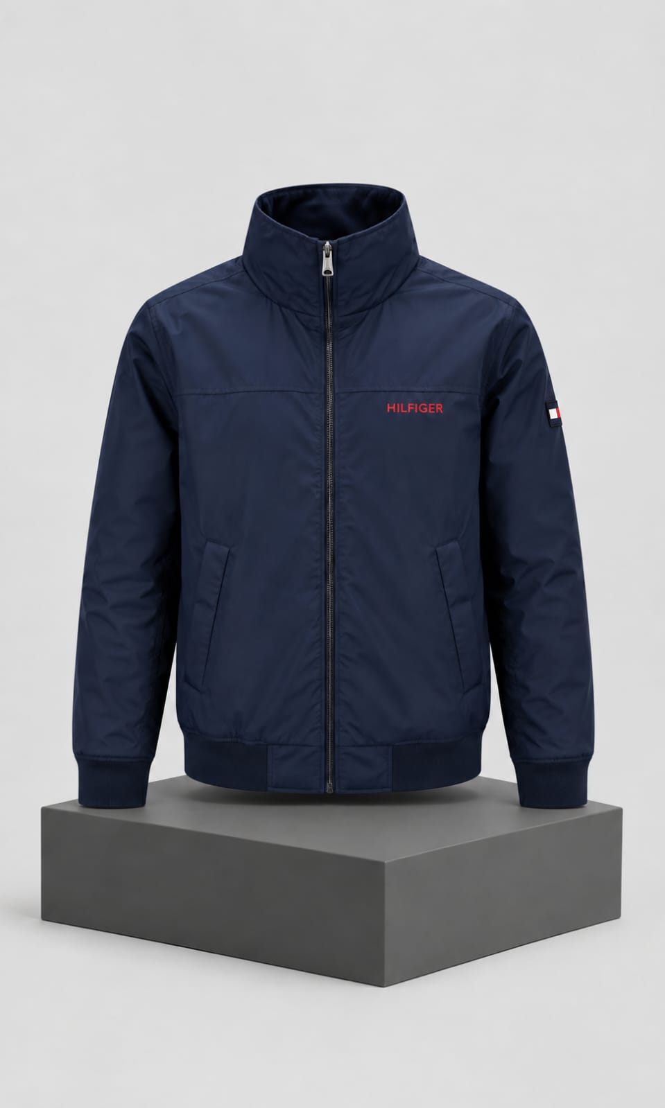 chamarra Azul Marino Para Hombre Con Gorro Impermeable
