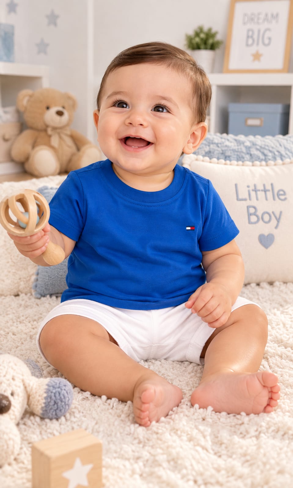Playera Tommy Hilfiger de Manga Corta para Bebé 3 a 6 Meses Azul