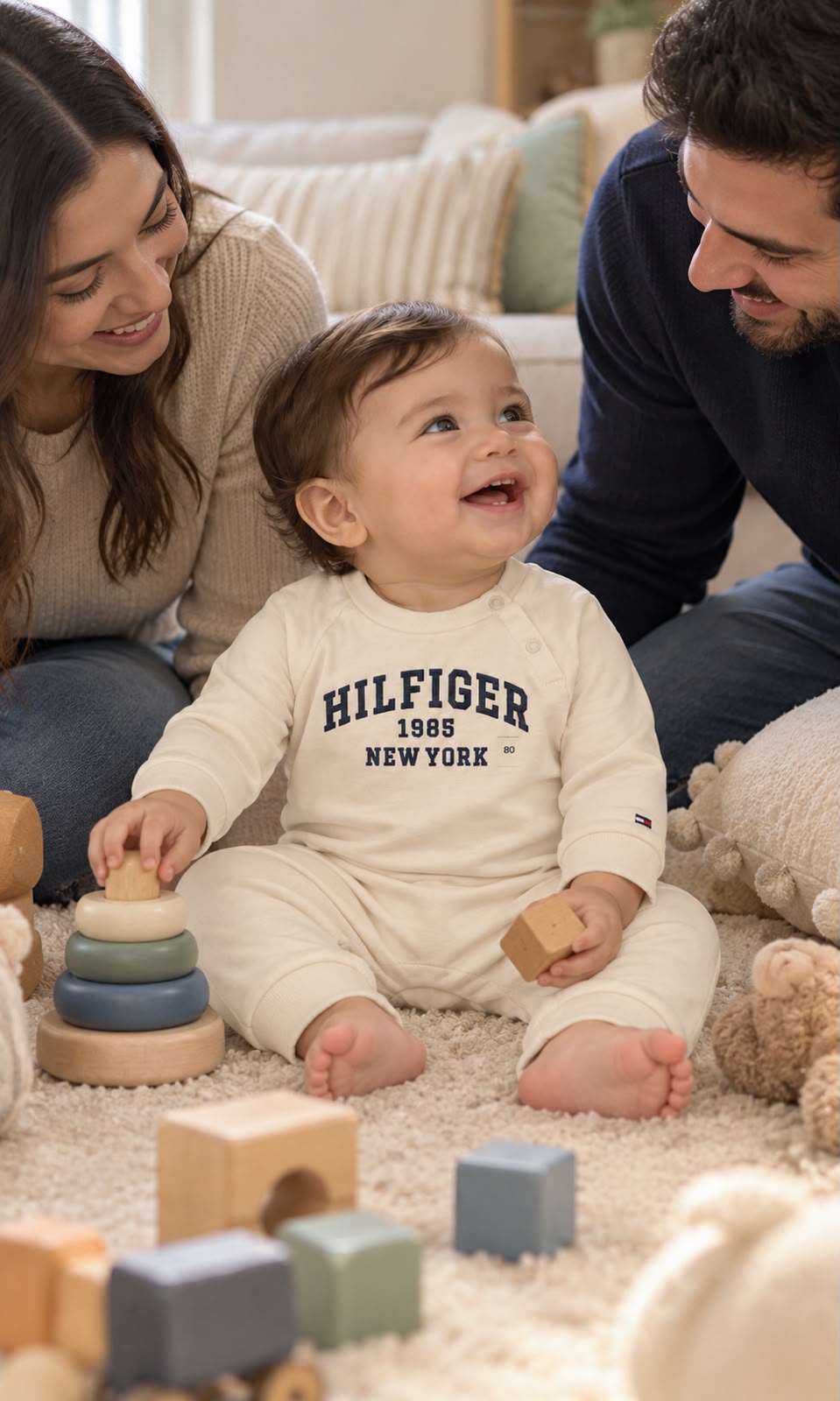 Mameluco de manga larga Tommy Hilfiger para bebé meses color crema