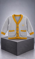Suéter tipo cárdigan First Impressions para bebé 6-9 meses gris con amarillo