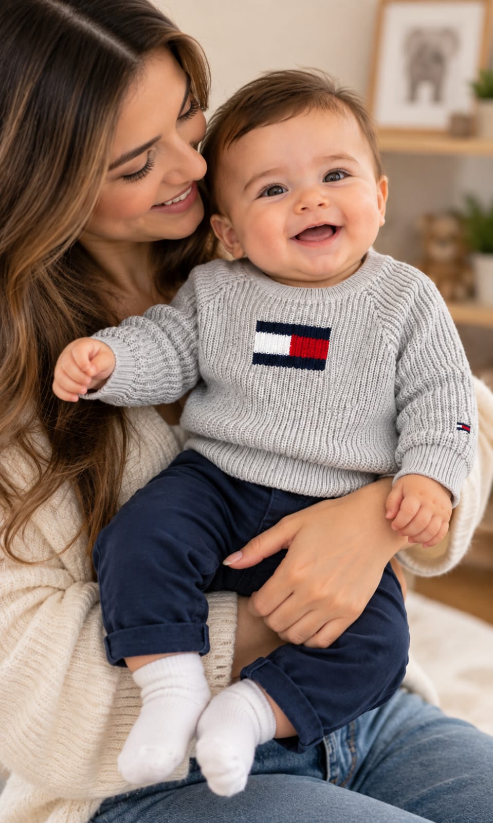 Suéter Tommy Hilfiger para bebé 3-6 meses color gris