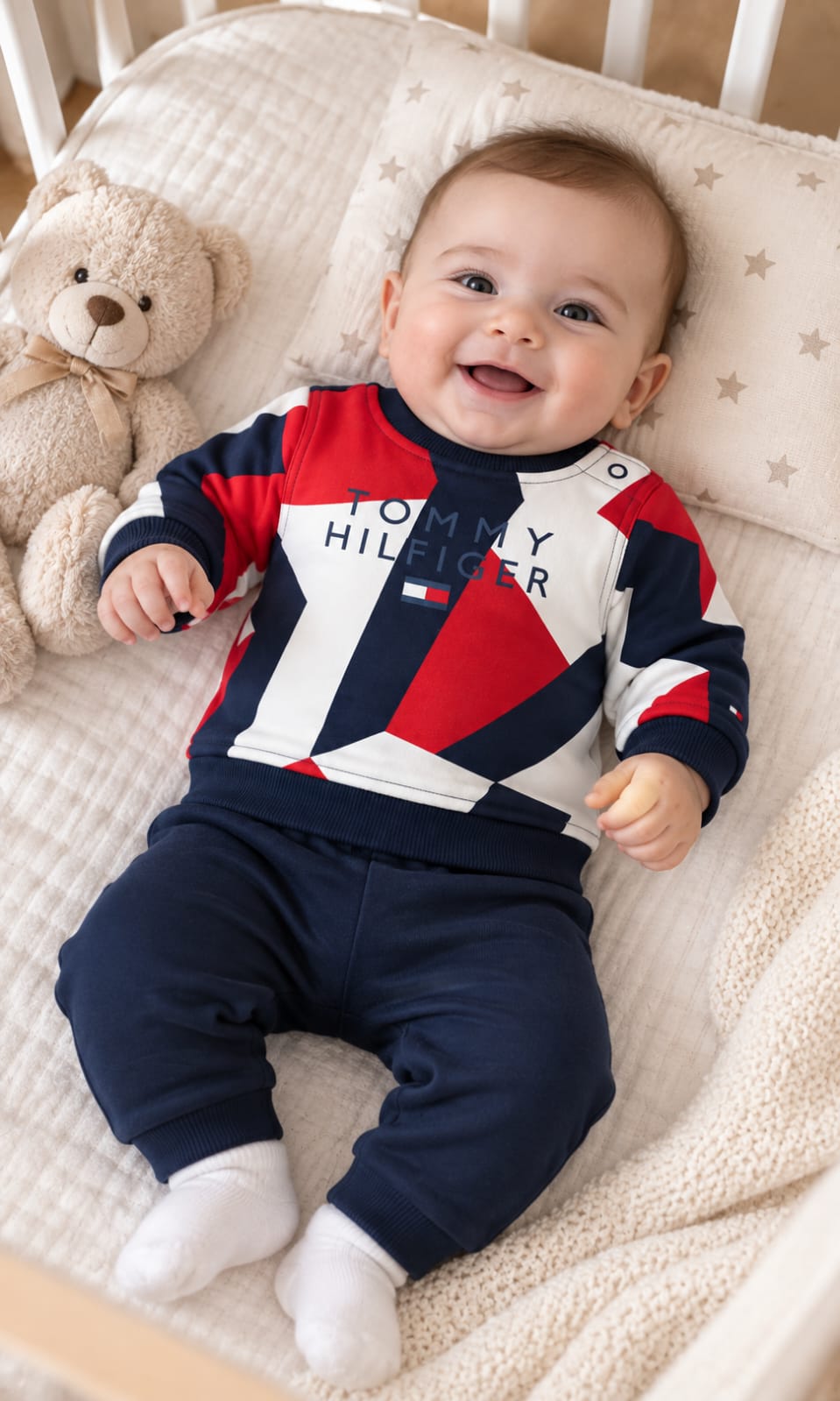 Sudadera Tommy Hilfiger para bebé 3-6 meses roja, azul marino y blanca