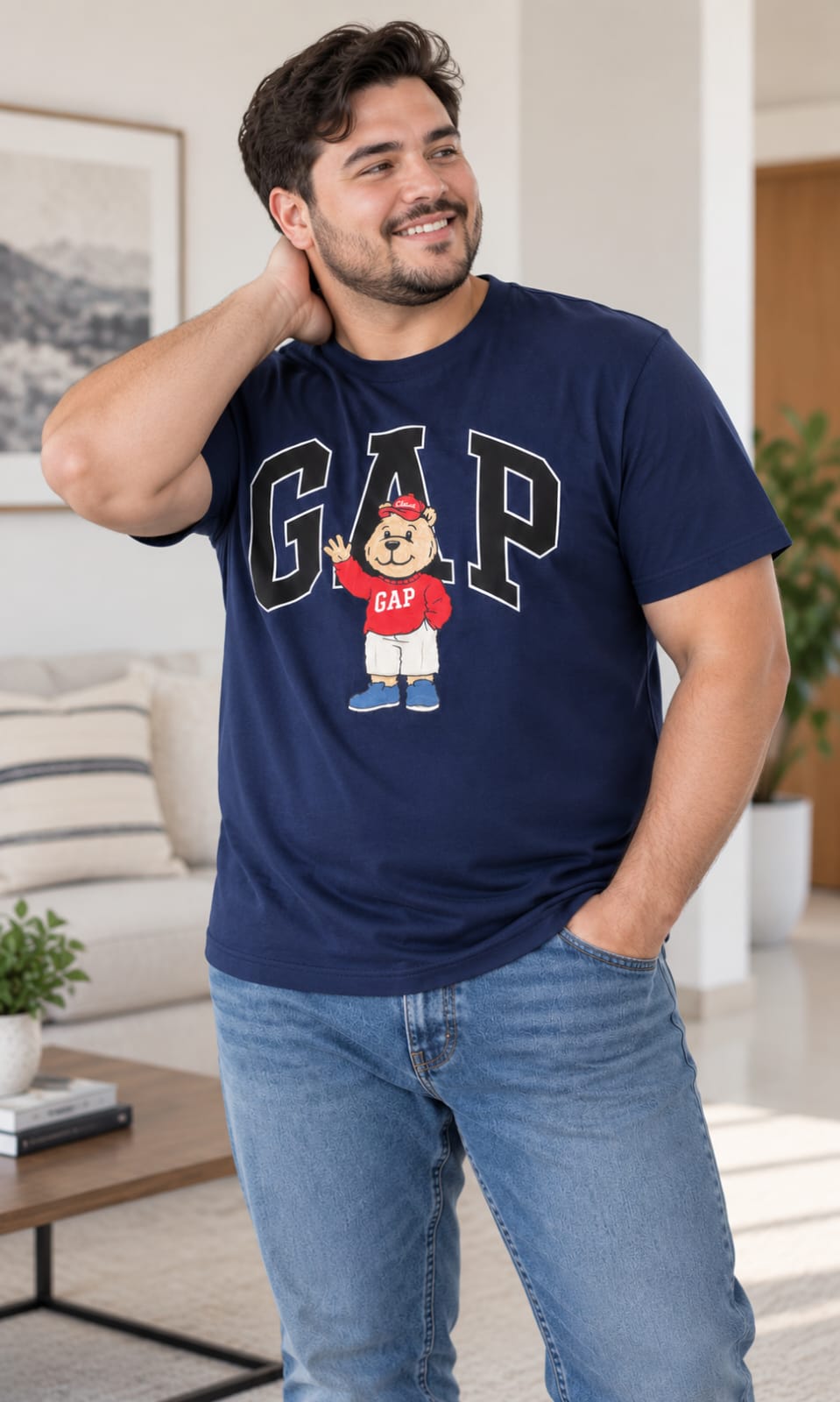 Playera GAP para Hombre Azul Marino con Oso