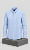 Camisa de Hombre Manga Larga Azul Cielo con Rayas Blancas Tommy Hilfiger
