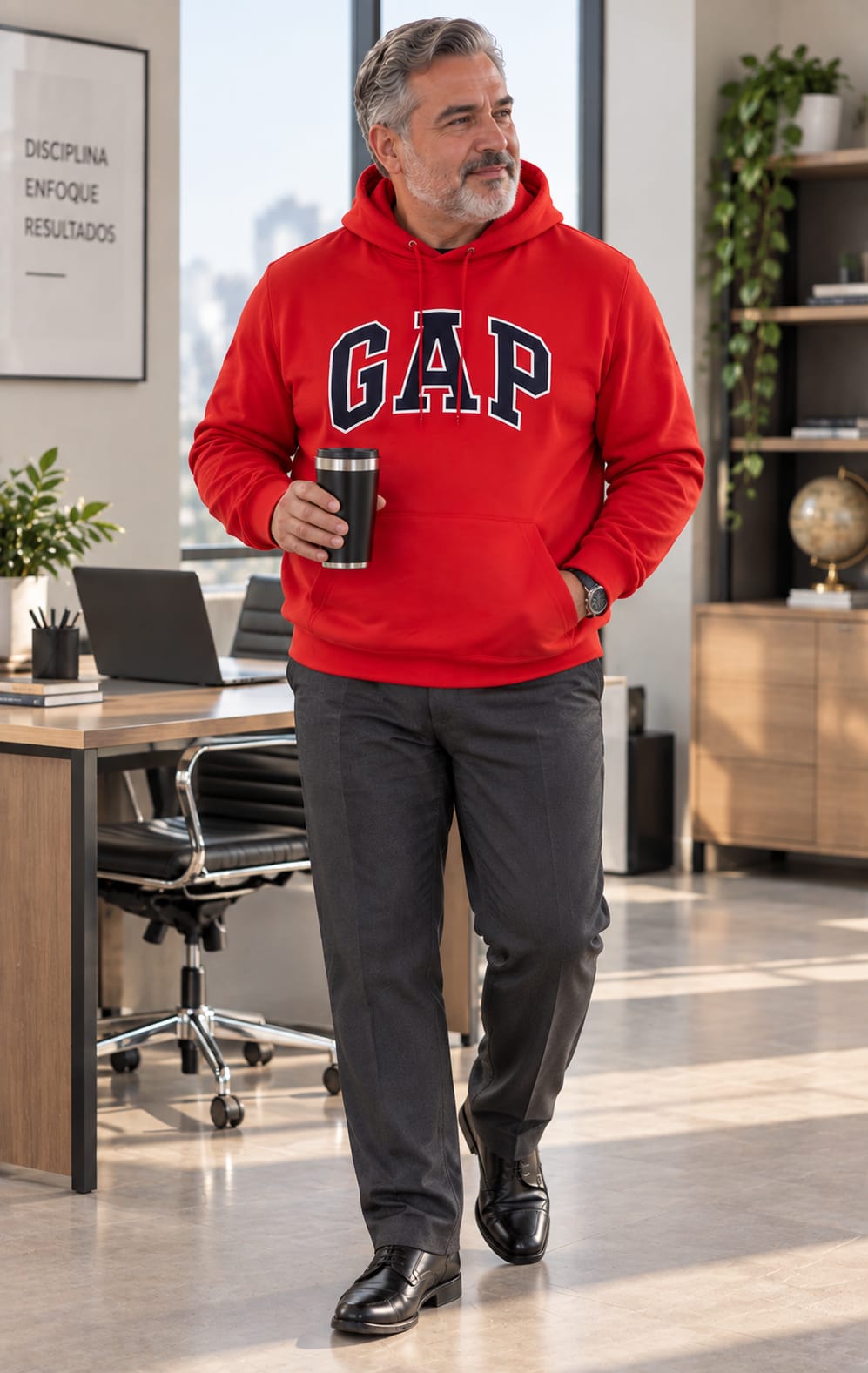 Sudadera GAP para Hombre Roja con Capucha y Bolsillo Frontal