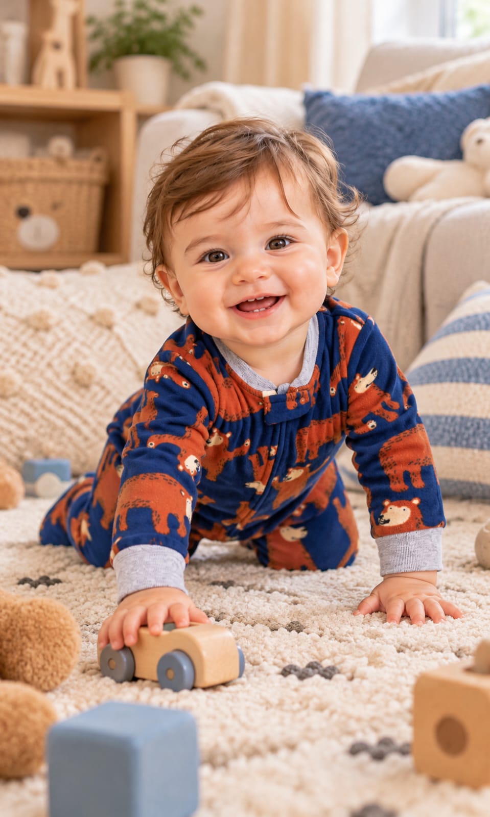 Mameluco completo para bebé de 12 meses en azul marino y café – Carter’s