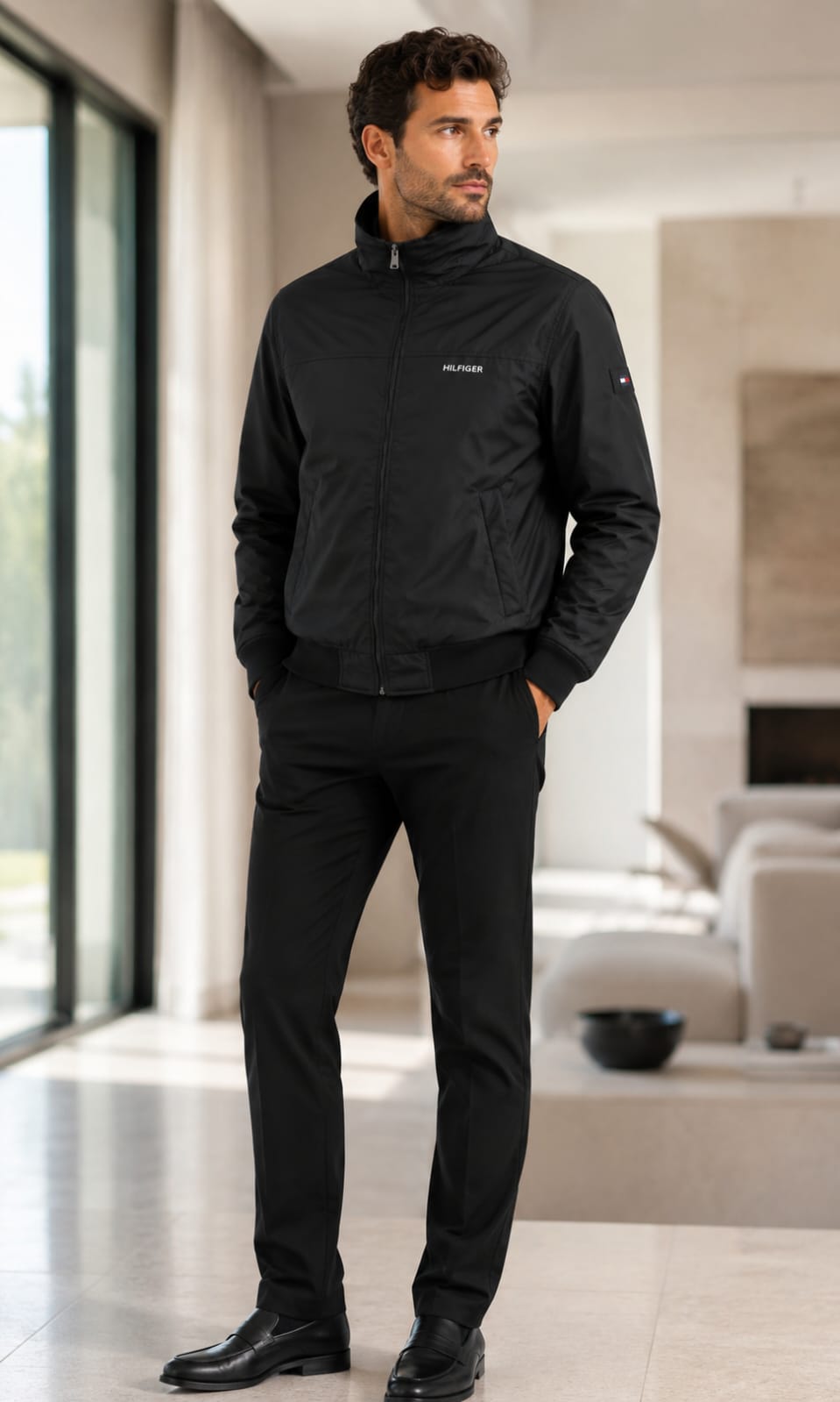 Chamarra Negra Tommy Hilfiger Para Caballero Con Gorro