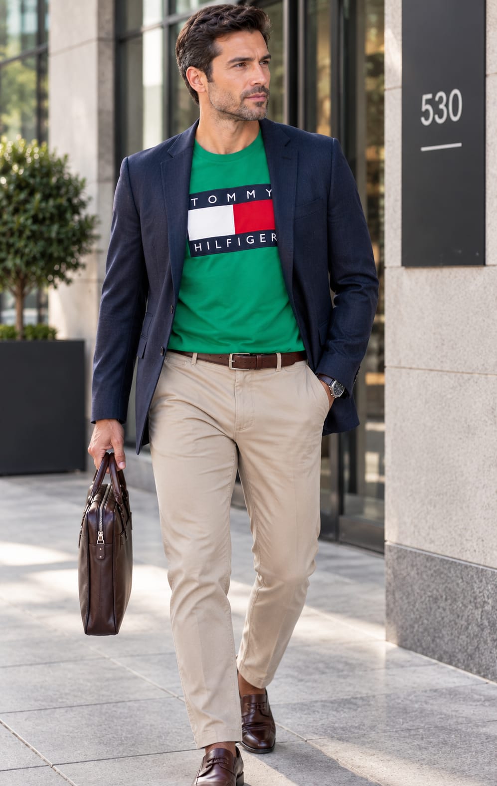 Playera para Hombre Verde Cuello Redondo Manga Corta Tommy Hilfiger
