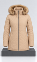 Chamarra Calvin Klein para Mujer Beige con Gorro Afelpado