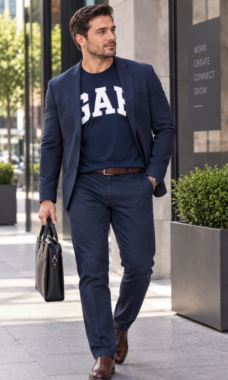 Playera GAP para Hombre Azul Marino con Logo Cuello Redondo