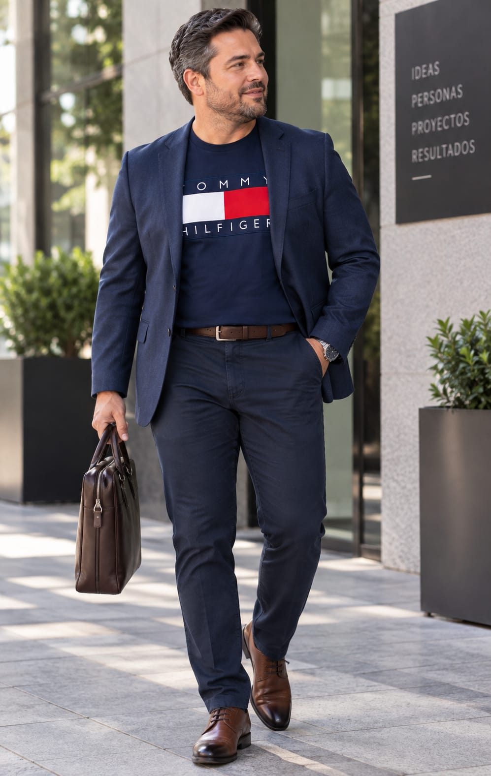 Playera para Hombre Azul Marino Cuello Redondo Manga Corta Tommy Hilfiger