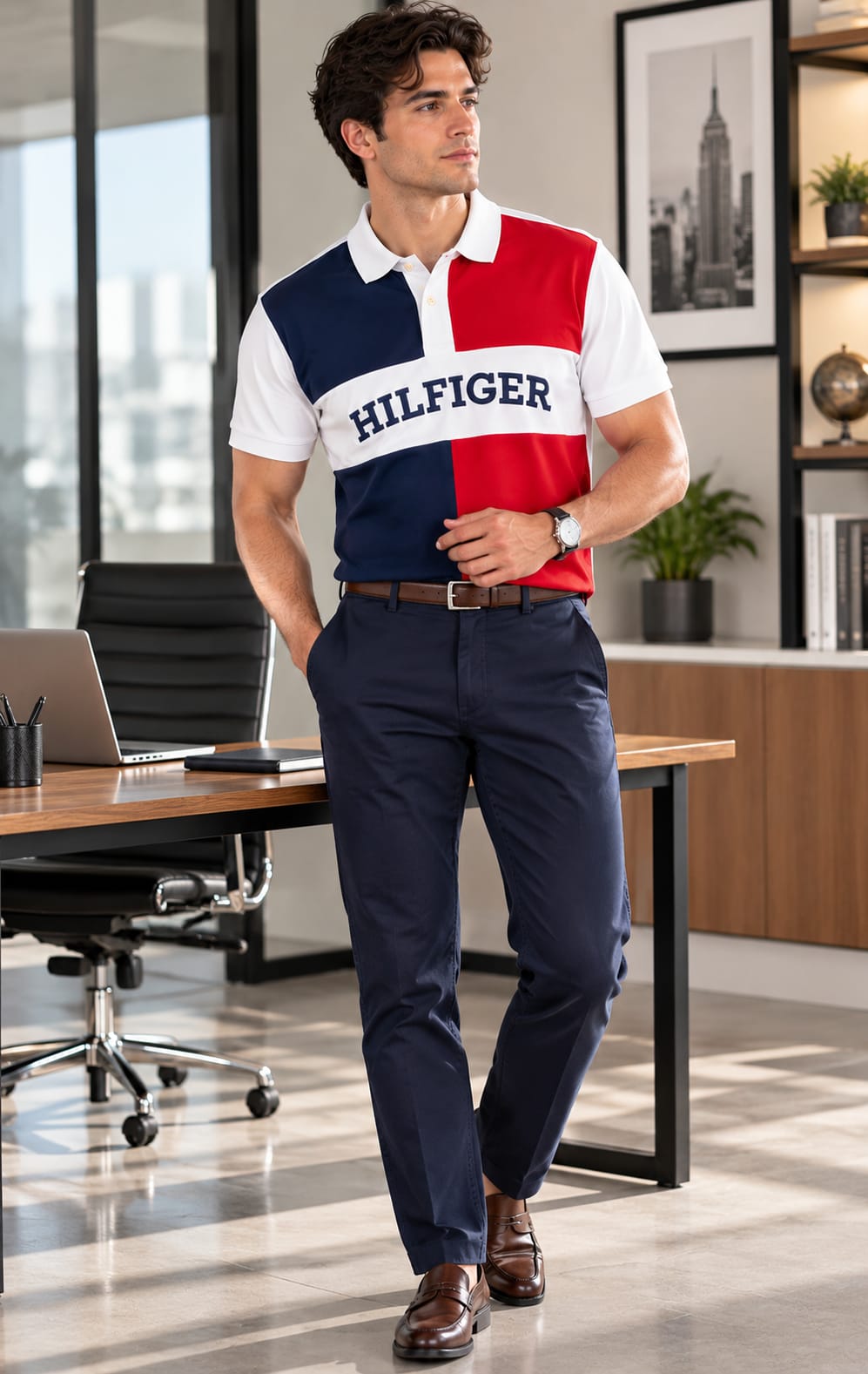 Playera para Hombre Blanca Tommy Hilfiger de Manga Corta con Cuello