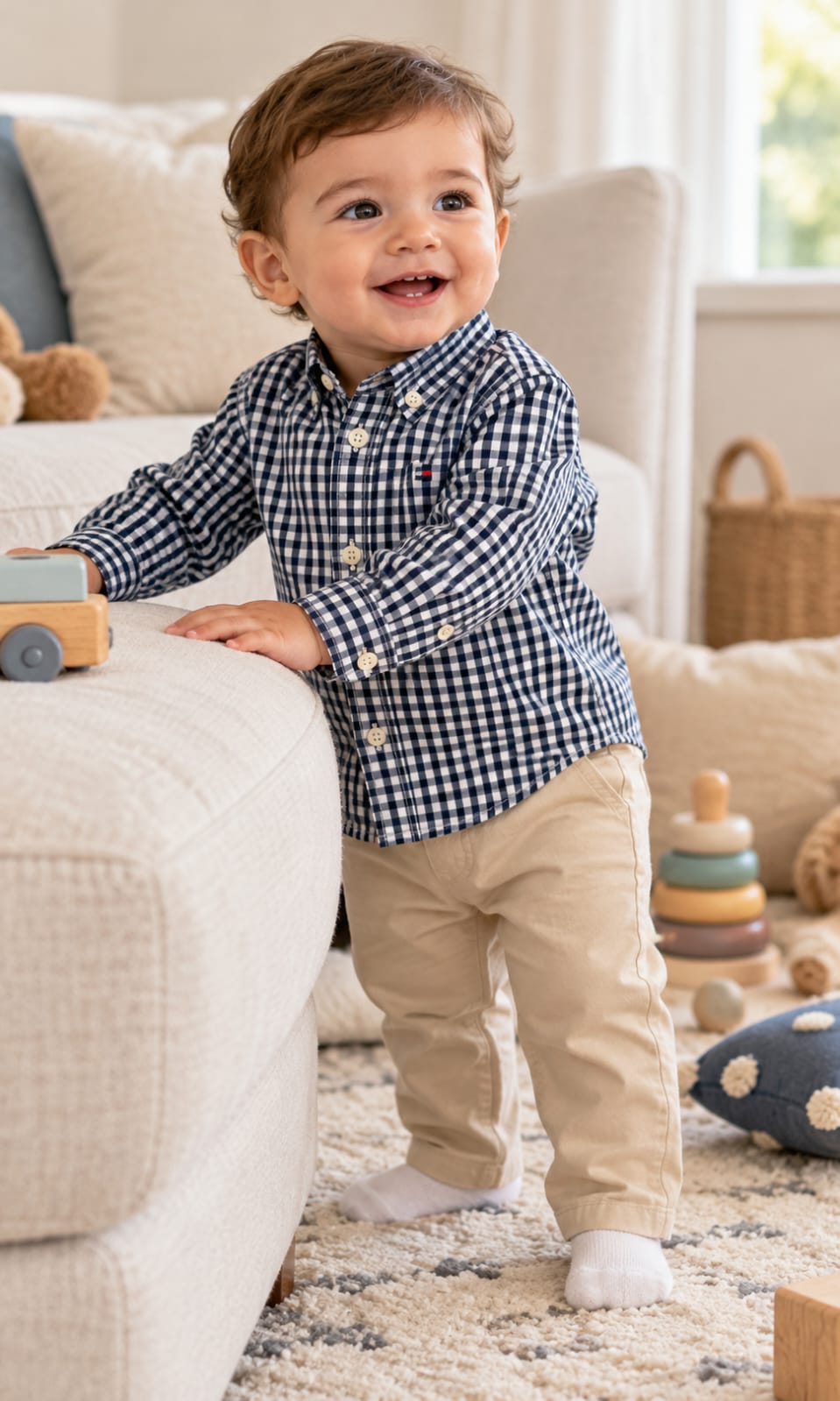 Camisa de manga larga para bebé de 12 meses en negro y blanco – Tommy Hilfiger