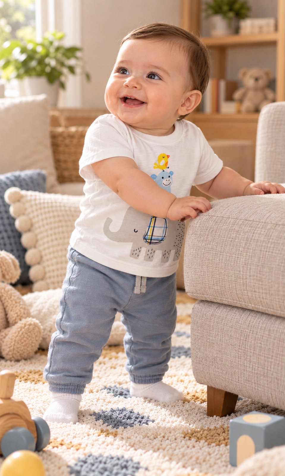 Playera First Impressions de manga corta para bebé 6-9 meses blanca