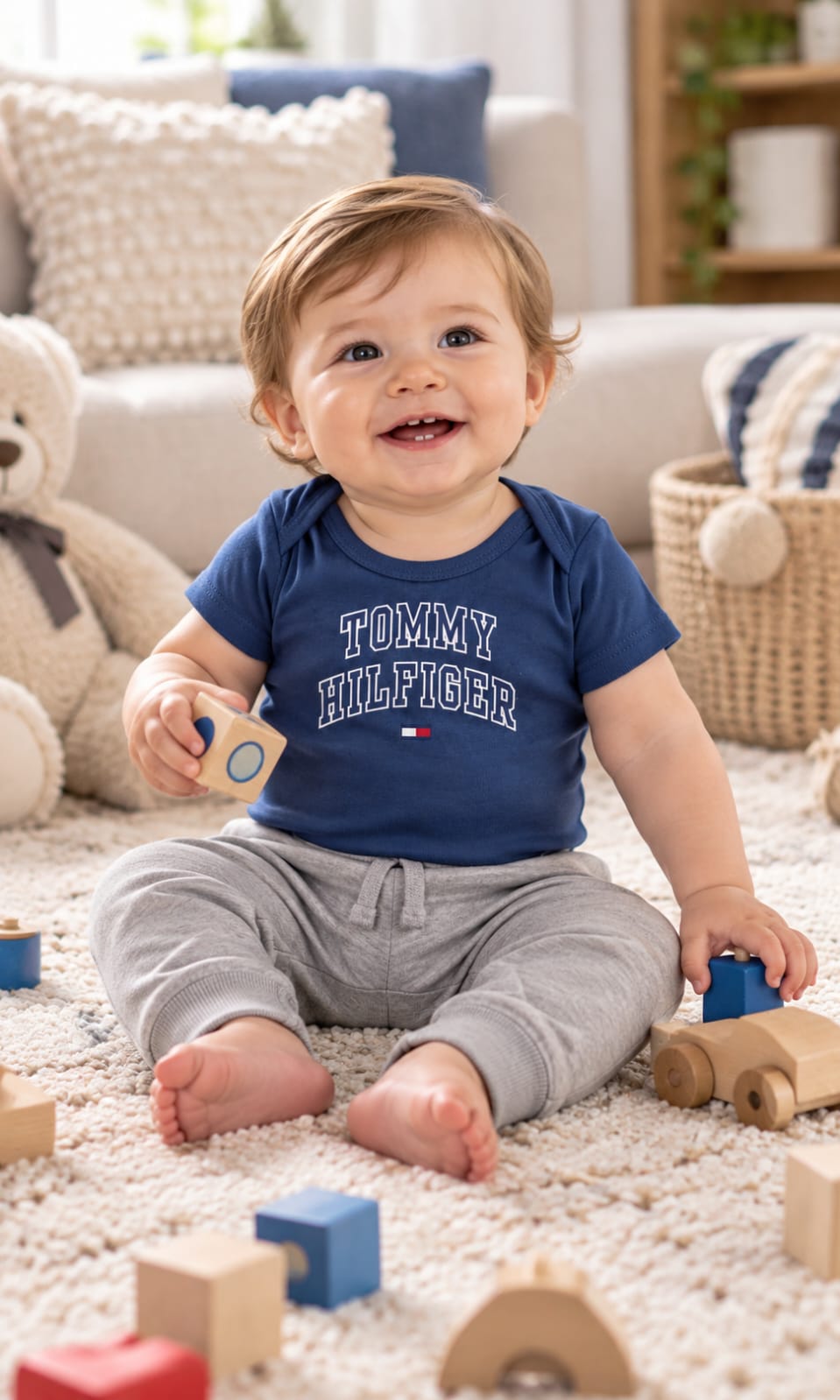 Pack de 4 Pañaleros Tommy Hilfiger para Bebé de 12 Meses en Azul, Blanco, Gris y Rojo