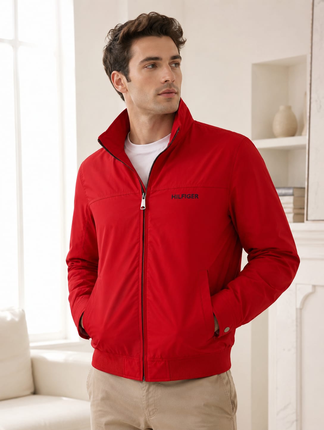 Chamarra Roja Para Caballero Tommy Hilfiger Con Gorro