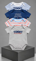 Pack de 4 Pañaleros Tommy Hilfiger para Bebé de 12 Meses en Azul, Blanco, Gris y Rojo