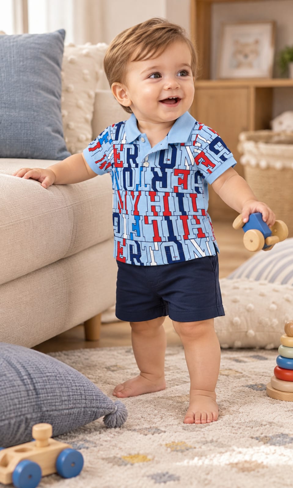 Playera de manga corta para bebé de 12 meses en azul claro – Tommy Hilfiger