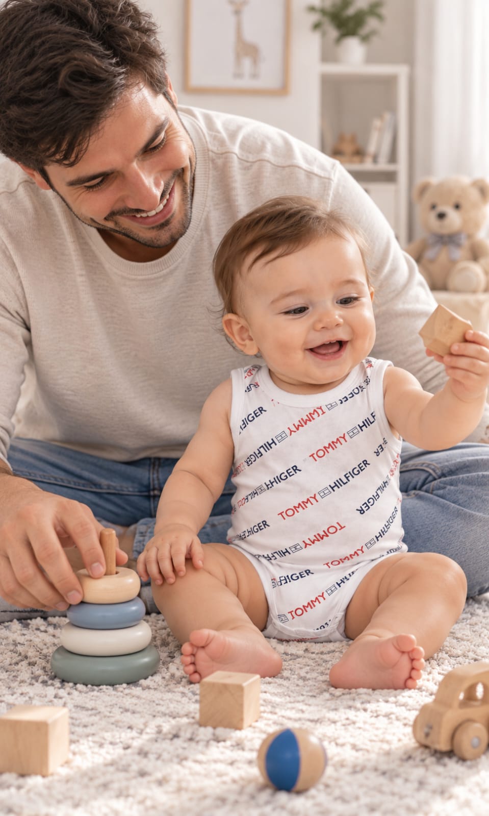 Pack de 3 Pañaleros Tommy Hilfiger para Bebé 3 a 6 Meses Azul Marino, Blanco y Rojo