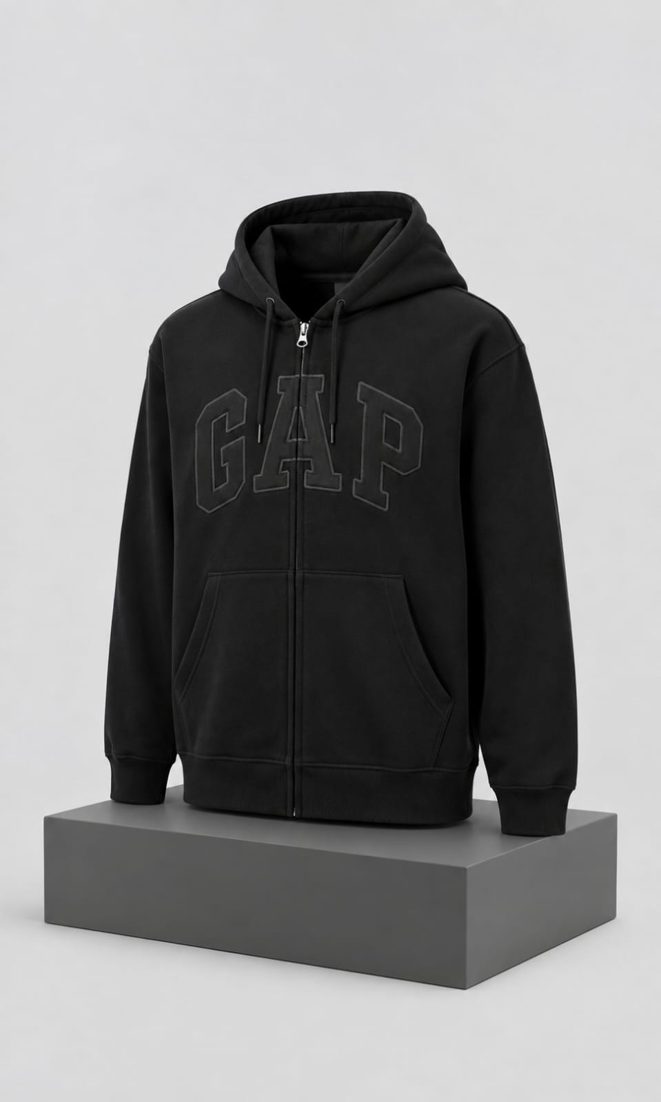 Sudadera GAP para Hombre Negra con Capucha y Cierre Frontal