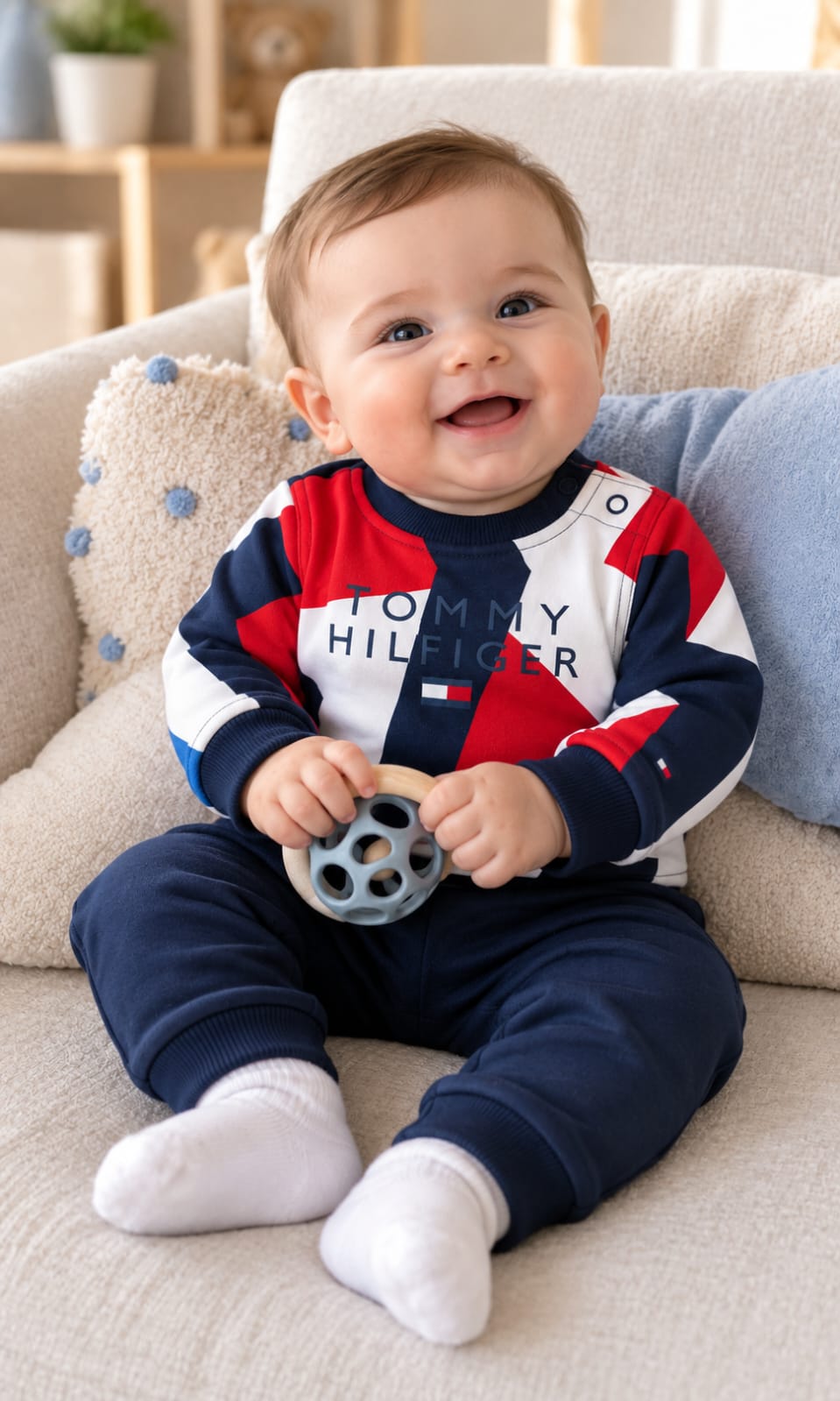 Sudadera Tommy Hilfiger para bebé 3-6 meses roja, azul marino y blanca