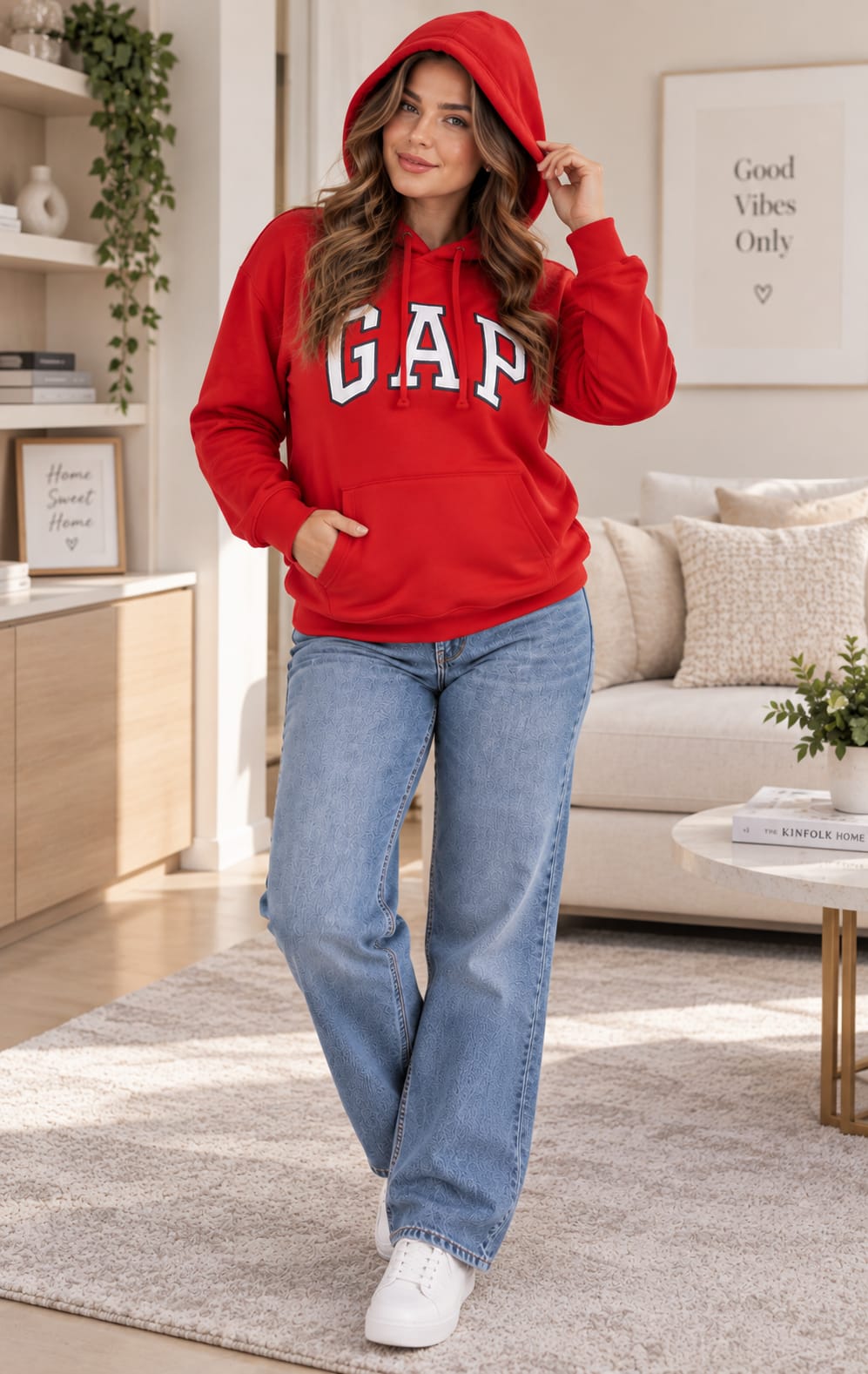 Sudadera GAP para Dama Roja con Capucha y Bolsillo