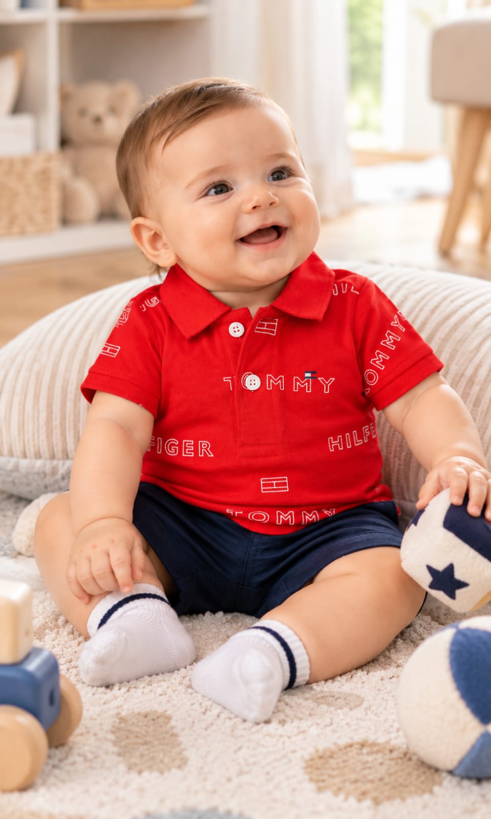 Playera Tommy Hilfiger para bebé 3-6 meses color rojo